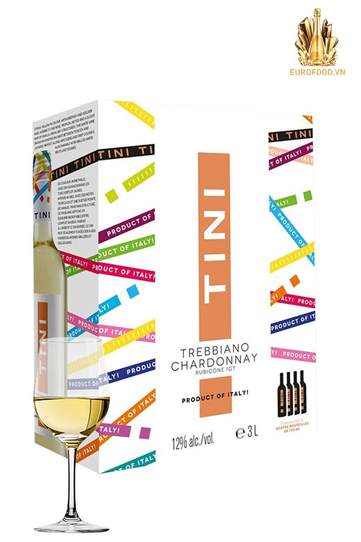 Tini Trebbiano Chardonnay Rubicone BIB – nét duyên của vang trắng Romagna